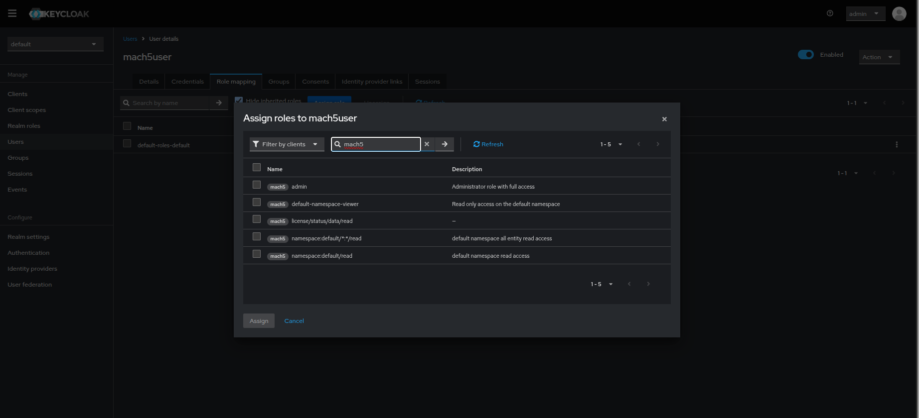 Filter by realm roles