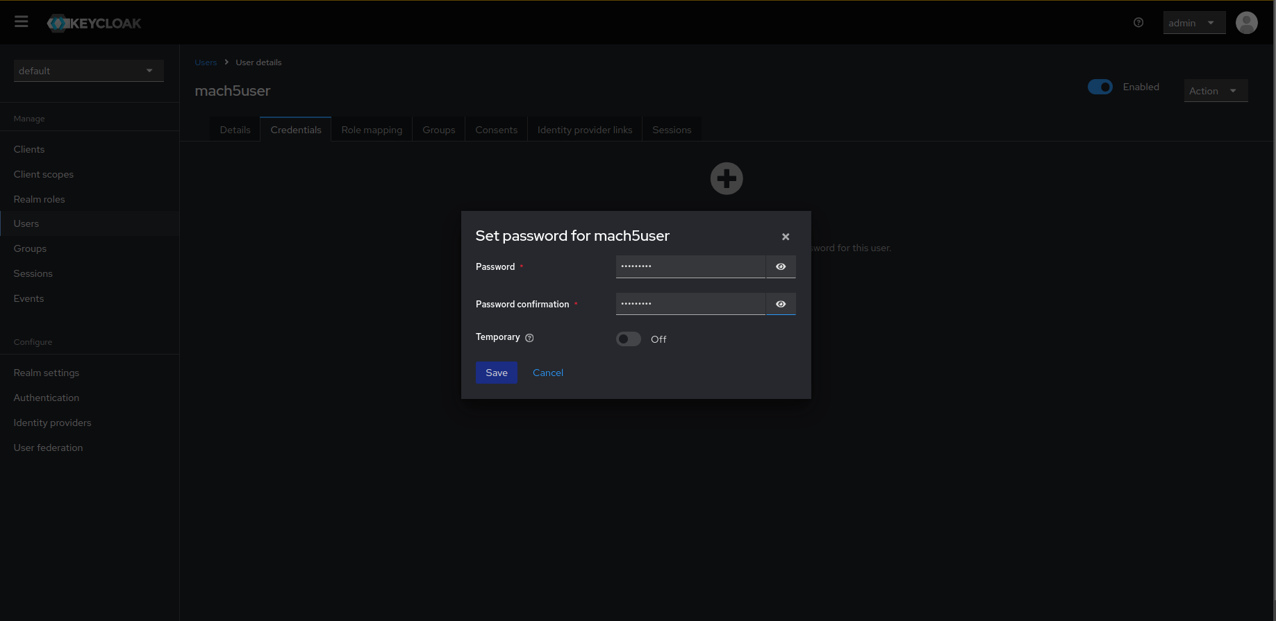 Setting user password