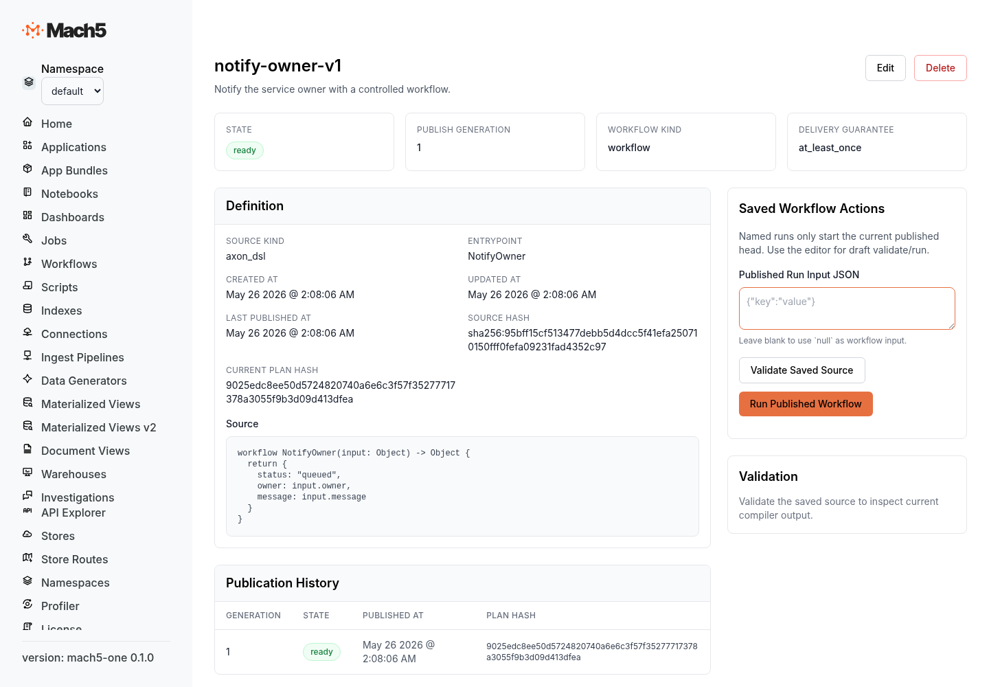 Axon workflow detail