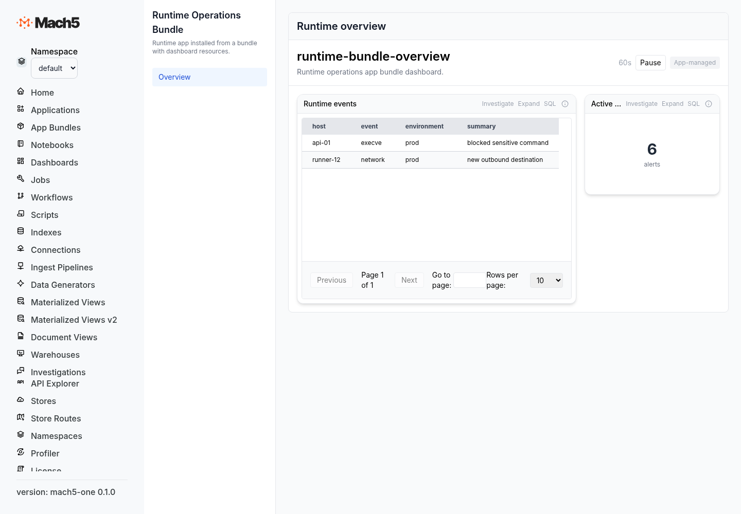 Runtime operations bundle app screenshot